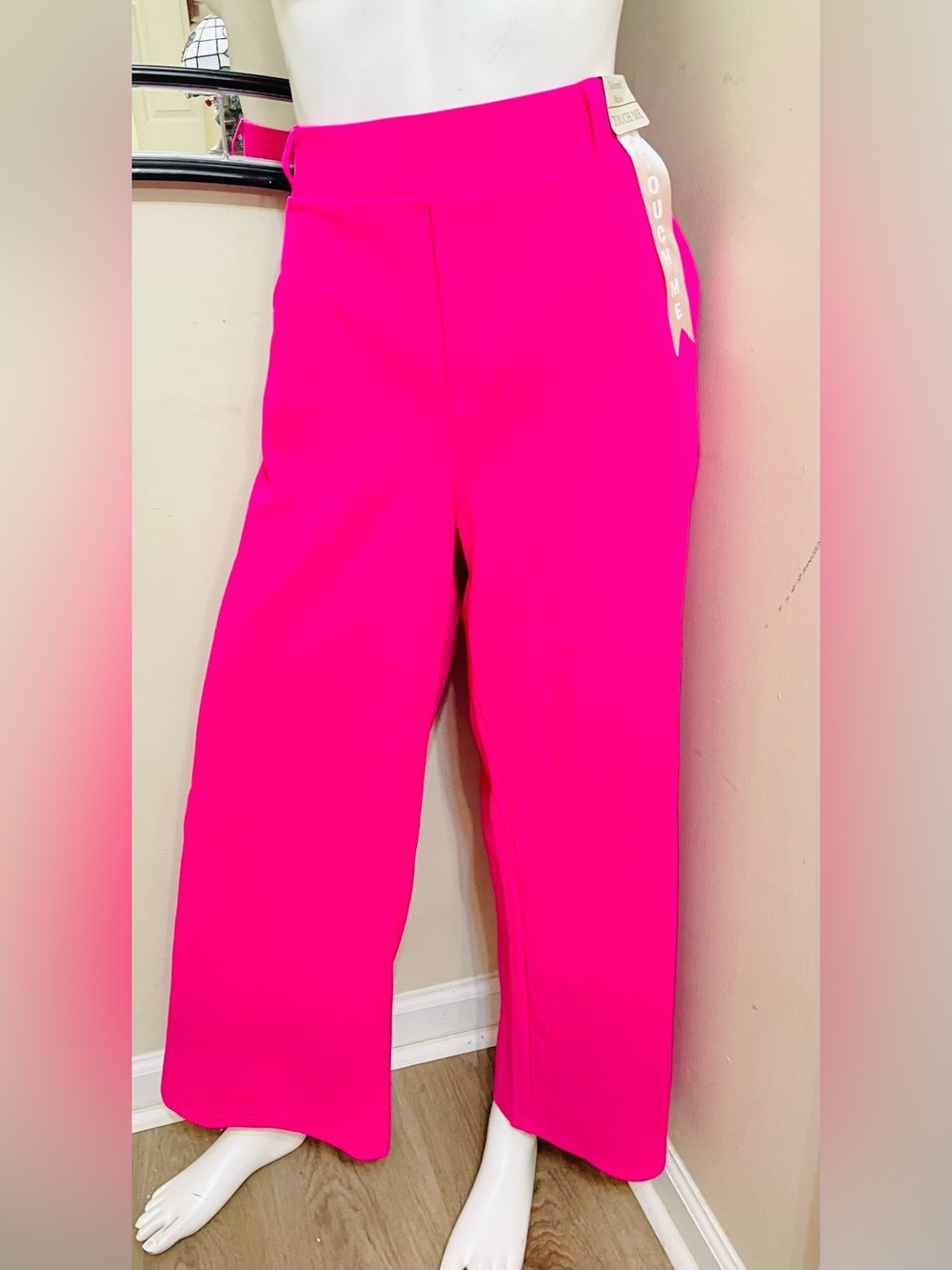 Bright Fuchsia Wide-Leg High Waist Pants